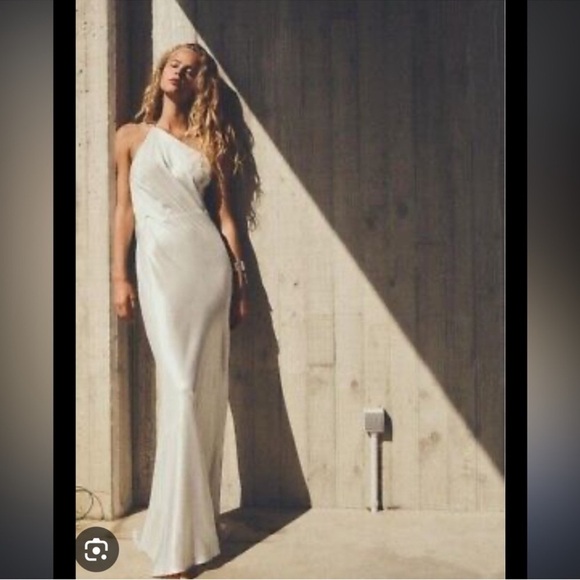 NWT ZARA LONG ASYMMETRIC FOIL DRESS - Picture 1 of 17